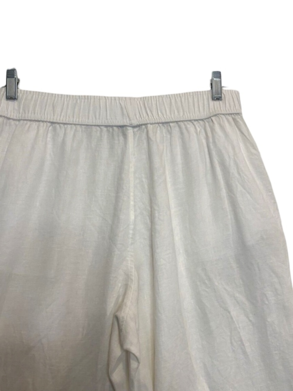 TAHARI ESSENTIAL Classic White Linen Wide-Leg Pants - Beach Relaxed Fit - Size L - Picture 5 of 8